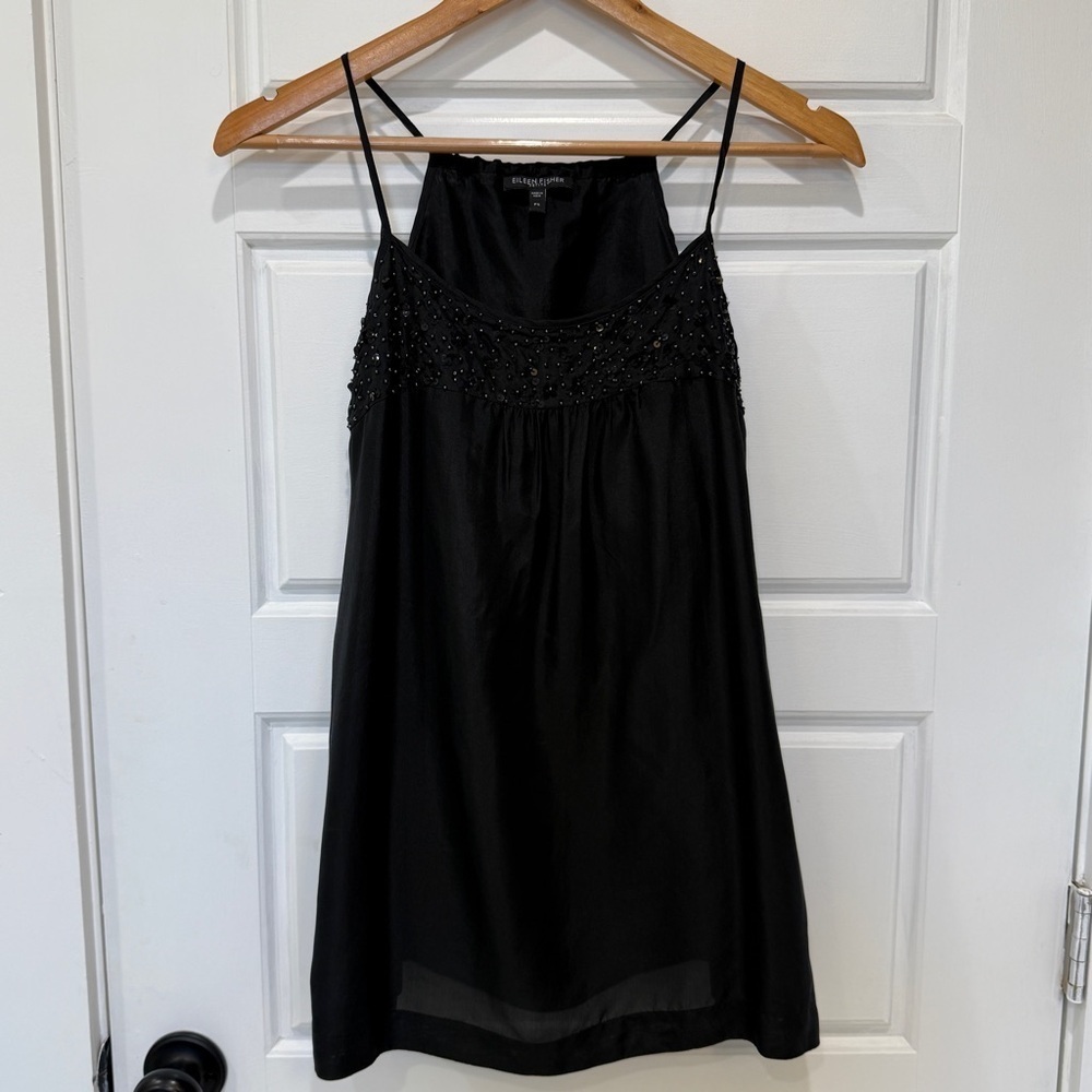 Eileen Fisher Sequined Silk Habutai Tank Petite Small